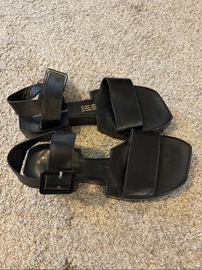 Robert Clergerie Black Leather Platform Sandals 7.5